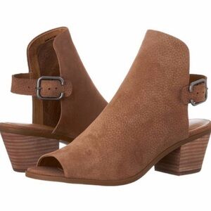 Lucky Brand Bray Whiskey Peep-Toe Ankle Boots/Sandals w/ Ankle Strap, Size 7.5